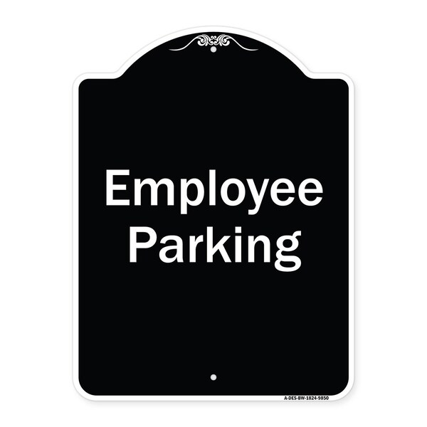 Signmission Designer Series-Employee Parking Sign, Black & White Heavy-Gauge Aluminum, 24" x 18", BW-1824-9850 A-DES-BW-1824-9850 - main